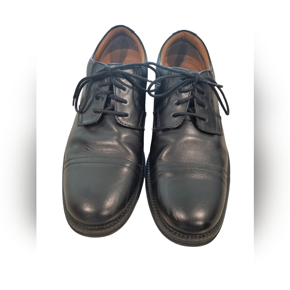 George Men's Black Size 7.5 Cap Toe  Dress Shoes Comfort Classic Simple